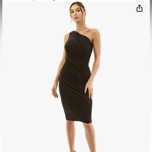Sexy one shoulder bodycon ruched cocktail party dress, new no tags